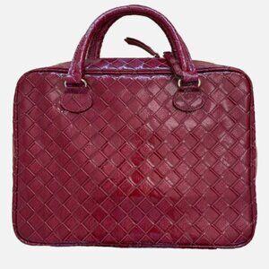 Estee Lauder Red FAUX WOVEN Leather Tote Makeup Beauty Case/handbag